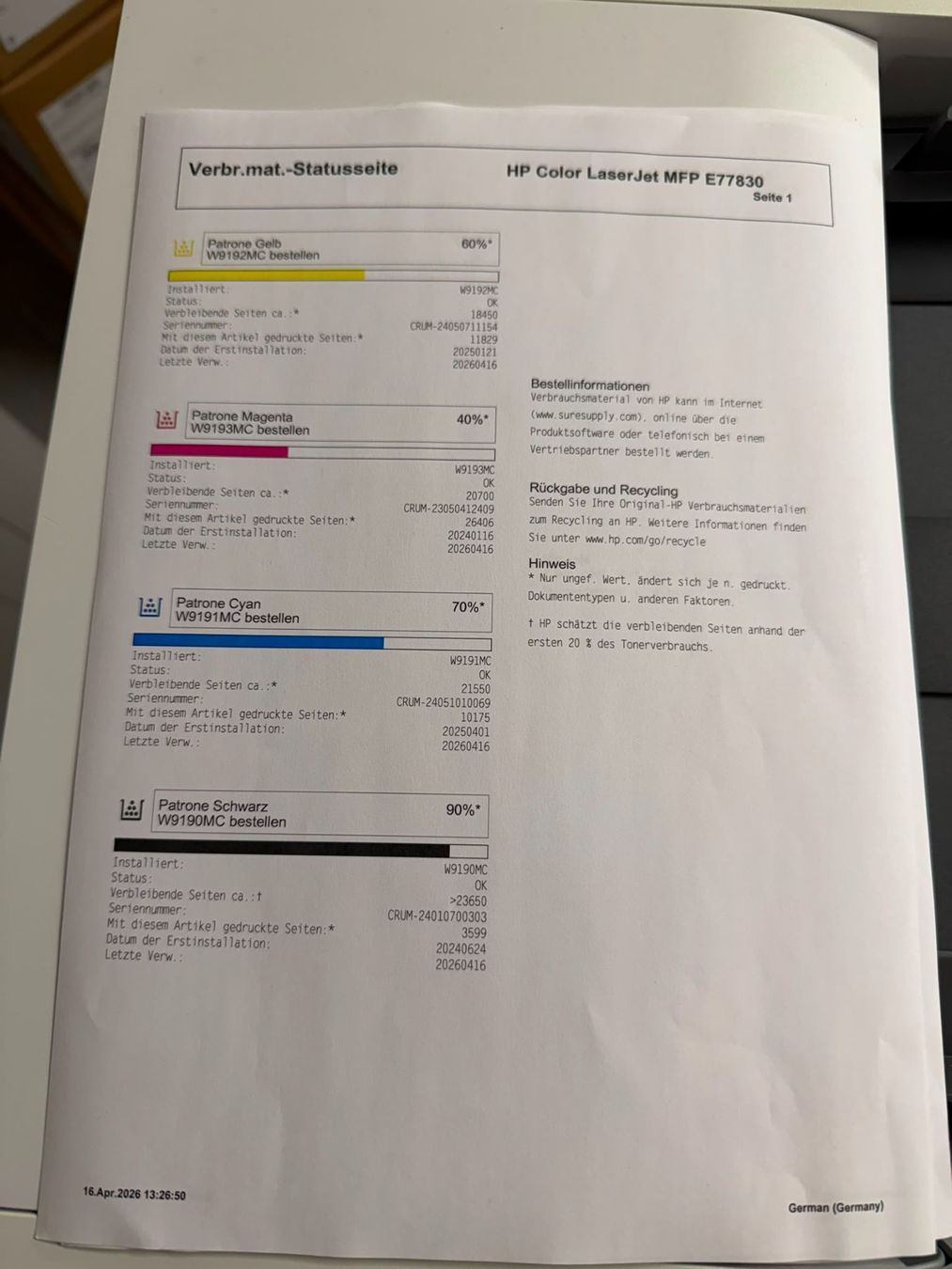 Hewlett Packard Drucker: HP Color LaserJet Managed MFP E77830 A3 Farb-Drucker   TOP!! – Gebraucht aus Dottikon von refurbished-IT 3