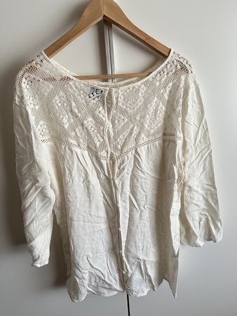Object Bluse, Gr. 42, creme-weiss, Sommer Look, Spitze