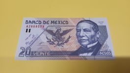 Seltene 20-Peso-Note aus Mexiko, 1999