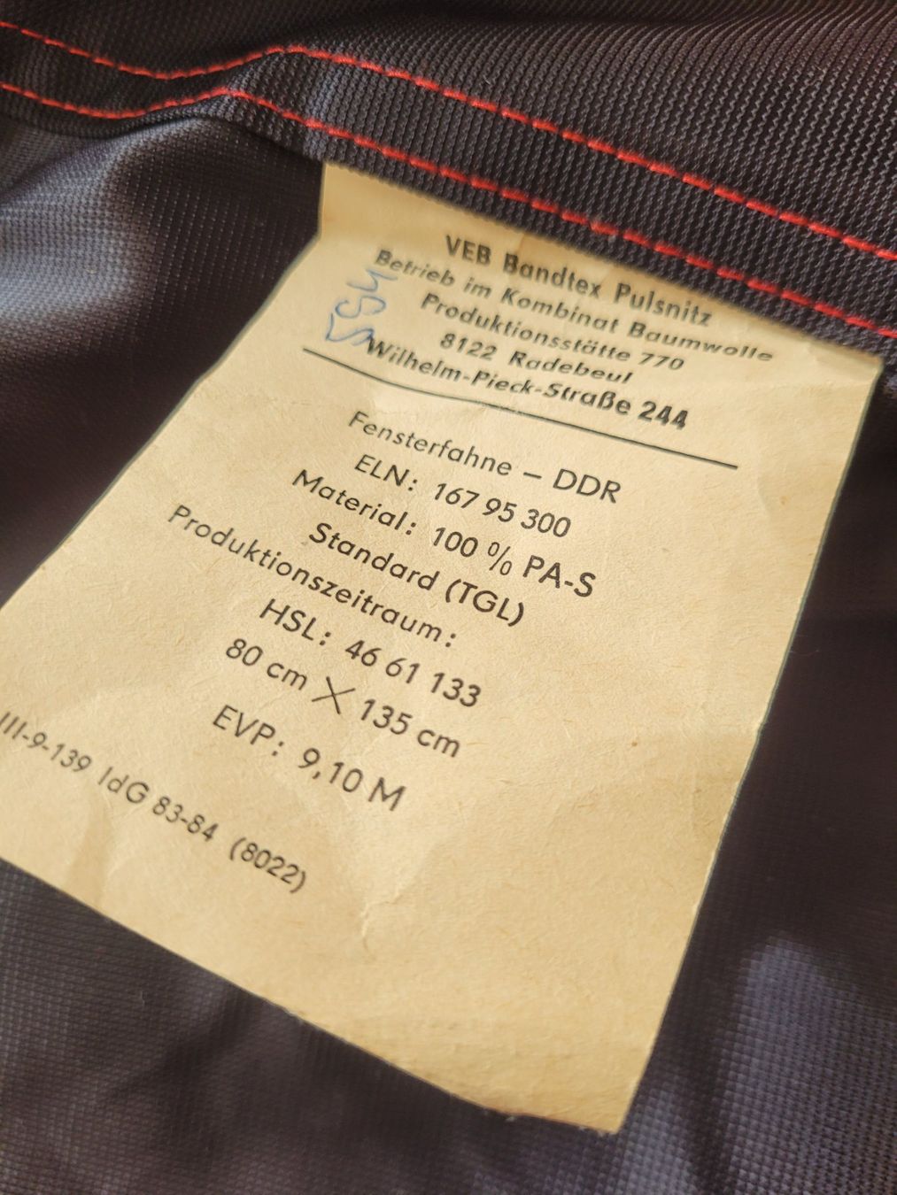 Armi bianche: DDR Flagge, Fahne ORIGINAL – Usato da Kriens venduto da KTP 2