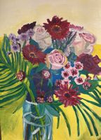 Blumenstrauss im Glas, Original Acryl, Herbstzeit!