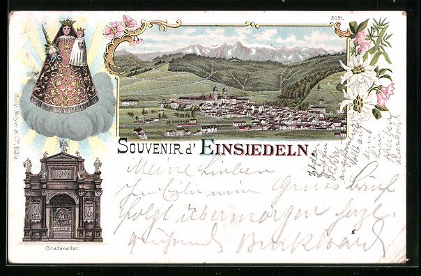 Ansichtskarten: Litho Einsiedeln, Ortsansicht mit Gnaden – Gebraucht aus Berlin von bartko-reher
