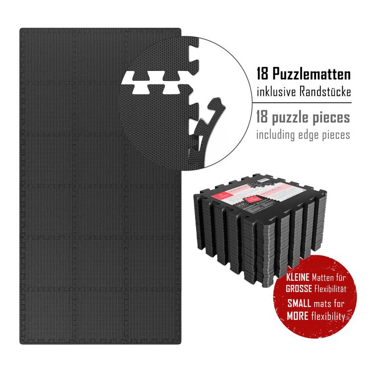 FITLABS Bodenschutzmatte 18-teilig - Rutschfeste Puzzlematten Für Home-Gym & Yoga