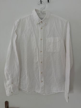 Leinen Mix Hemd Zara Weiss Herren Grösse S, Top Zustand