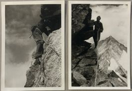 2 x Privatfoto 1952 - Wallis, Bergsteigen, Klettern