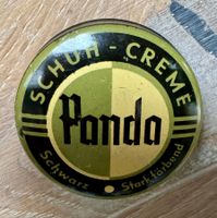 Kleine alte Blechdose PANDA Schuh-Creme Schwarz Probe 4 cm