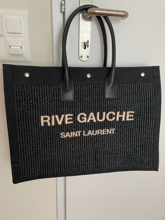 Unisex YSL Saint Laurent Rive Gauche Raffia Bag