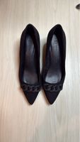 Marco Tozzi Black Suede Chain Detail Flats - Size 37