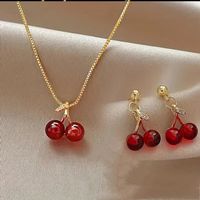 Süsses Kirschen Schmuckset, Kette und Ohrringe