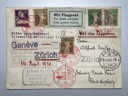 Zeppelin 1930, Genf - Zürich, Luftpost, top rares Exemplar!