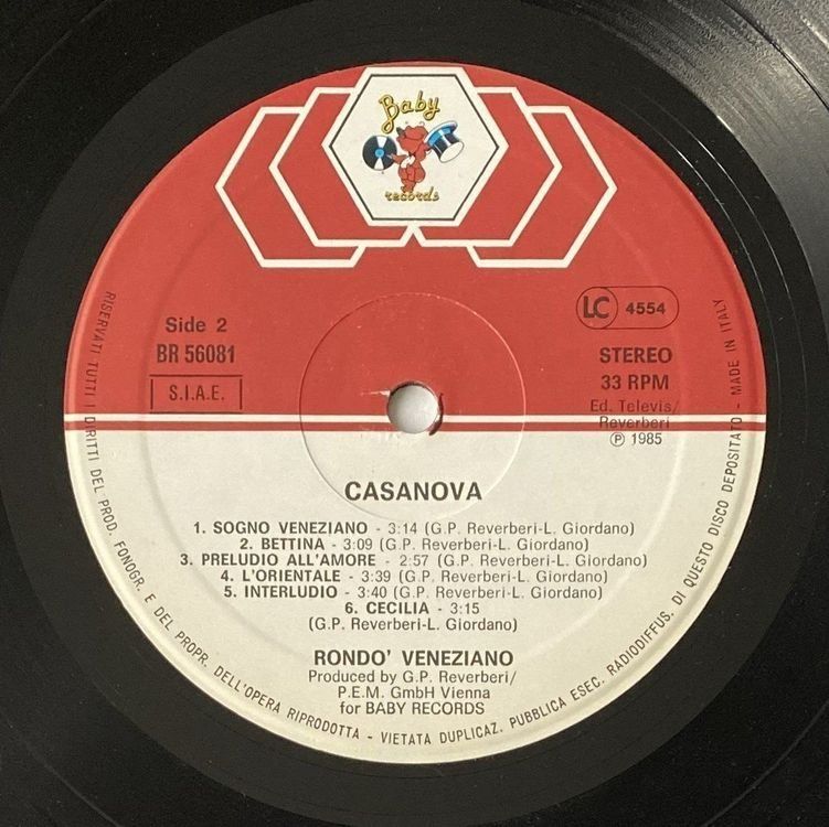 Schallplatten: Rondo' Veneziano, Casanova – Gebraucht aus Flums von Empe1 5