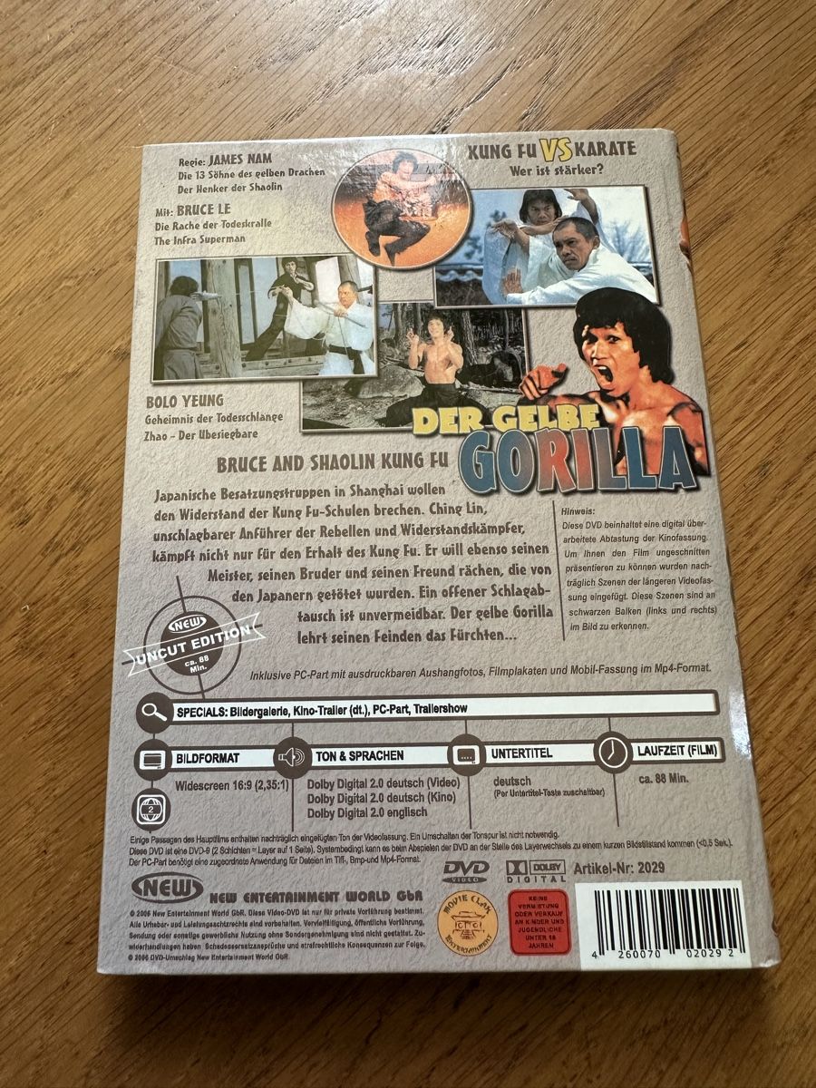 Alle DVDs: Der gelbe Gorilla kl.Hartbox Bolo Yeung – Gebraucht aus Benken ZH von Audi-erich 1