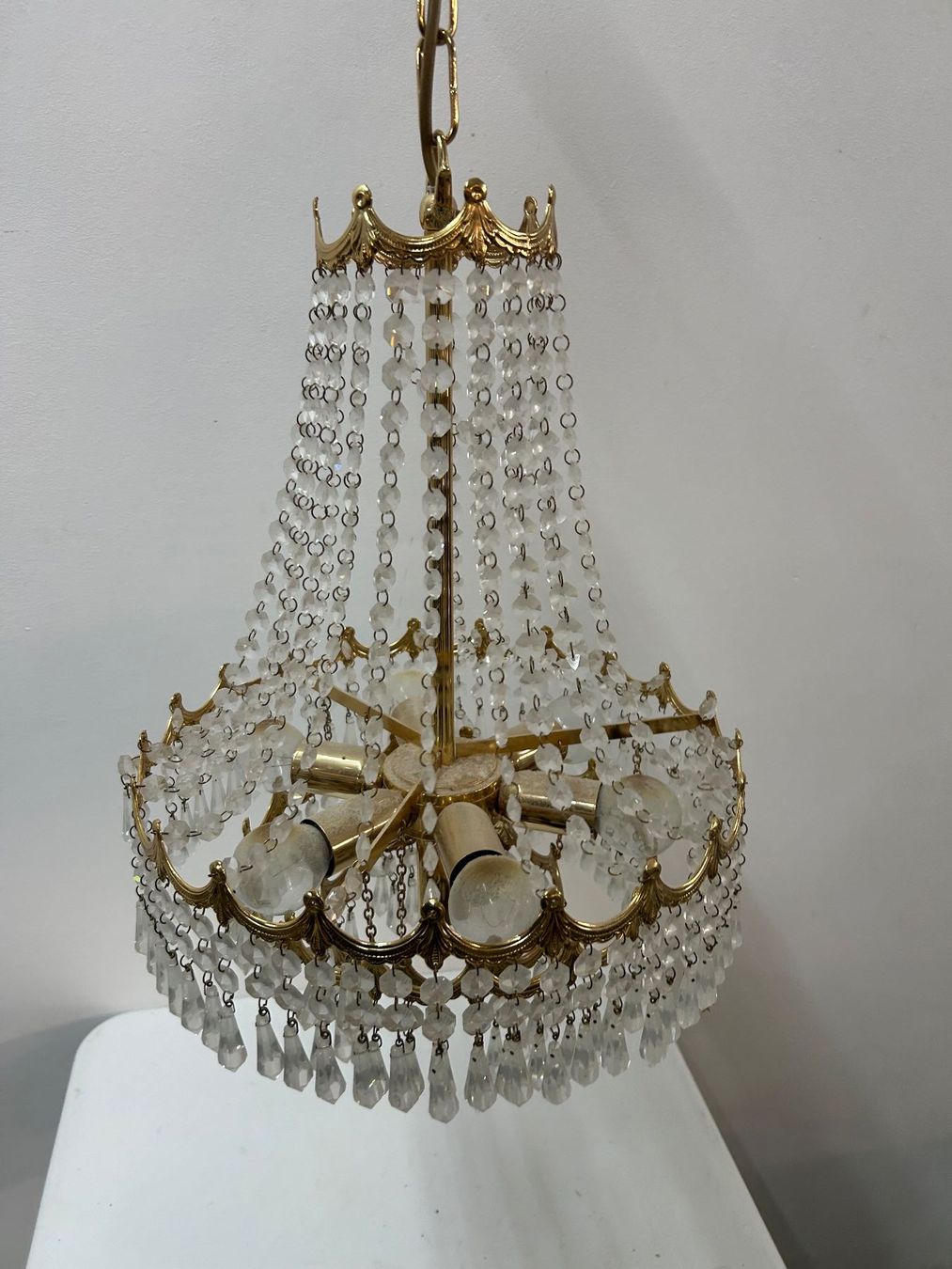 Lampadari & plafoniere: Kronleuchter 7-flammig Messing und Kristallglas – Usato da Zürich venduto da Levelart
