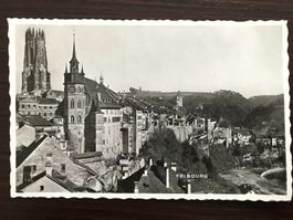FRIBOURG Teilansicht mit Cathédrale Saint-Nicolas 1947