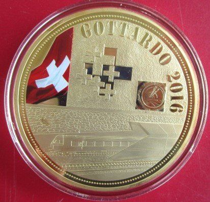 Medaglie: GIGANT: Gotthard Mythos - Gotthard 2016 - 70 mm - PP – Nuovo e nell'imballaggio originale da Luzern venduto da Horoskop1 1