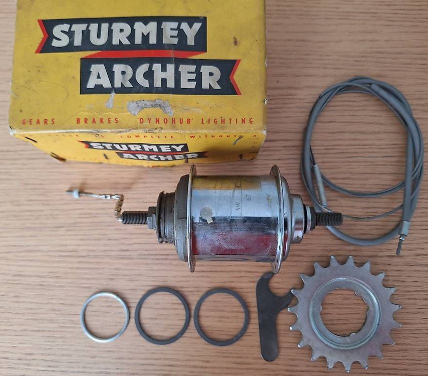 Vintage, neue Sturmey Archer 3-Gang Getriebenabe komplett (Neu und