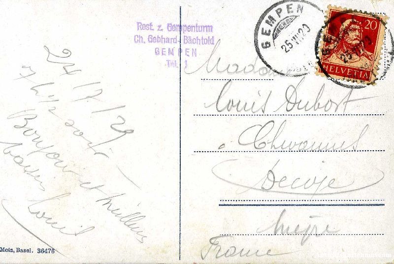 Ansichtskarten: Gempen - Gempenturm + 1929 – Gebraucht aus Emmenbrücke von teestube 1