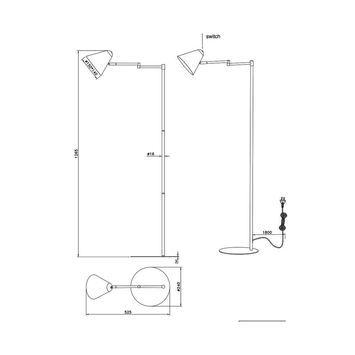 Lampade: Stehleuchte, Anthrazit, 127 cm Höhe – Nuovo (secondo la descrizione) da Kreuzlingen venduto da Smart-Light 9