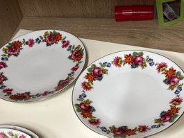 2 Porzellan Kuchen Teller, 17 cm