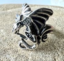 Vintage Drachenring 925 Silber detailreich & mystisch Gr.61