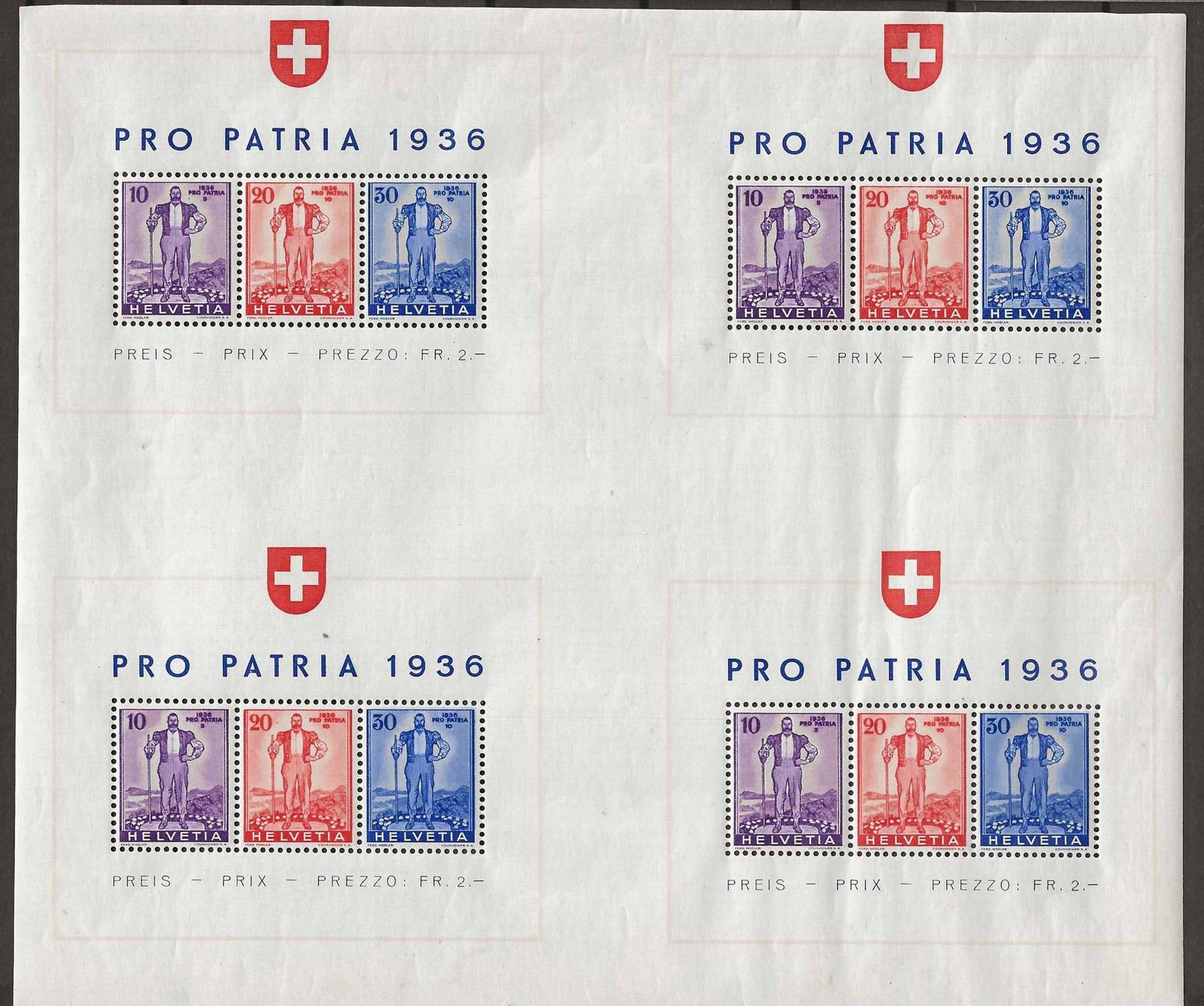 Alle Briefmarken: PP136 - Pro Patria 1936 Feuillet W8a ** – Gebraucht aus Trélex von Phil_Albert