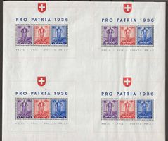 PP136 - Pro Patria 1936 Feuillet W8a **