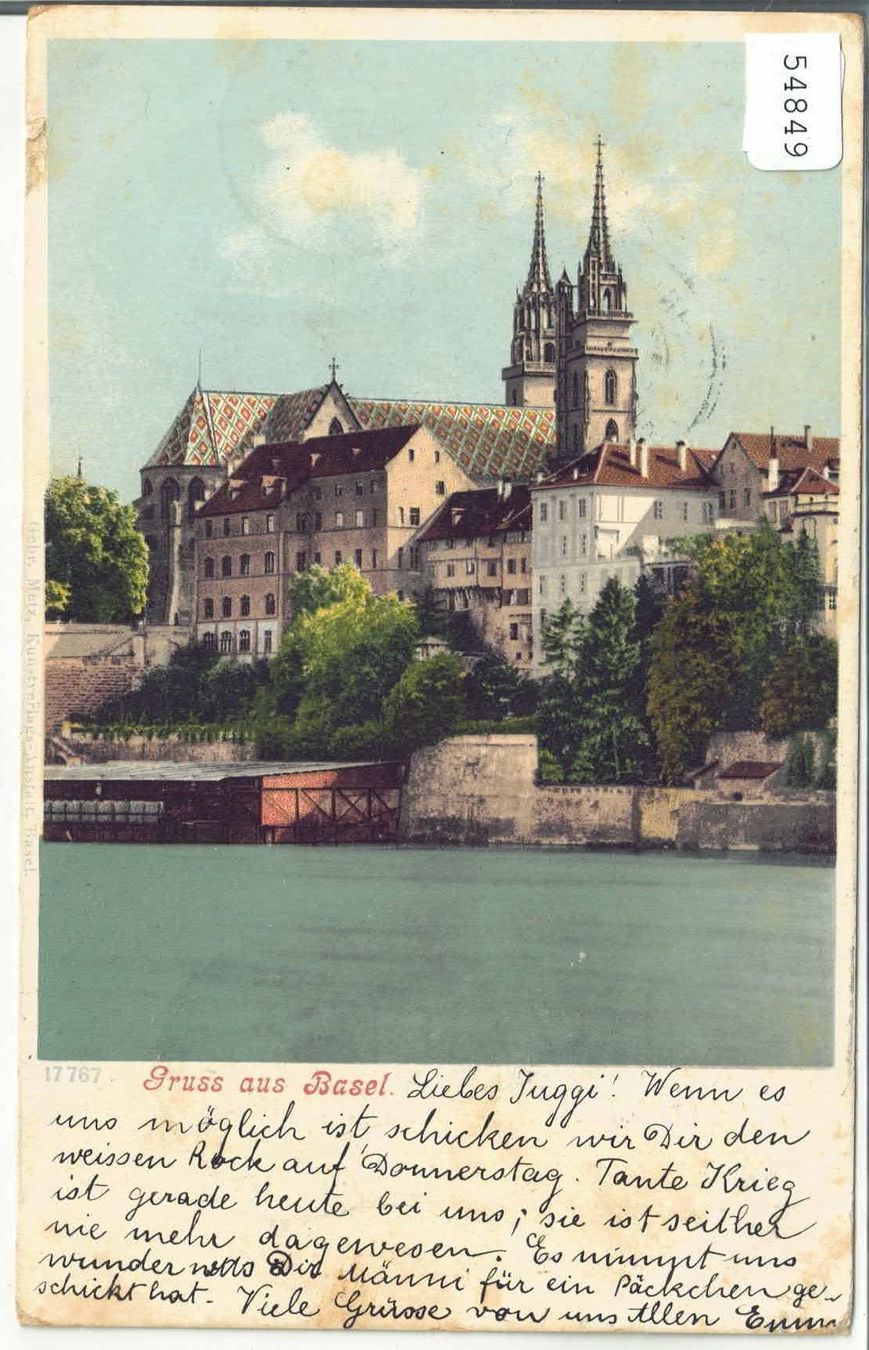 Cartoline postali: Gruss aus Basel - Münster - Litho – Usato da Ettingen venduto da Kartenplanet