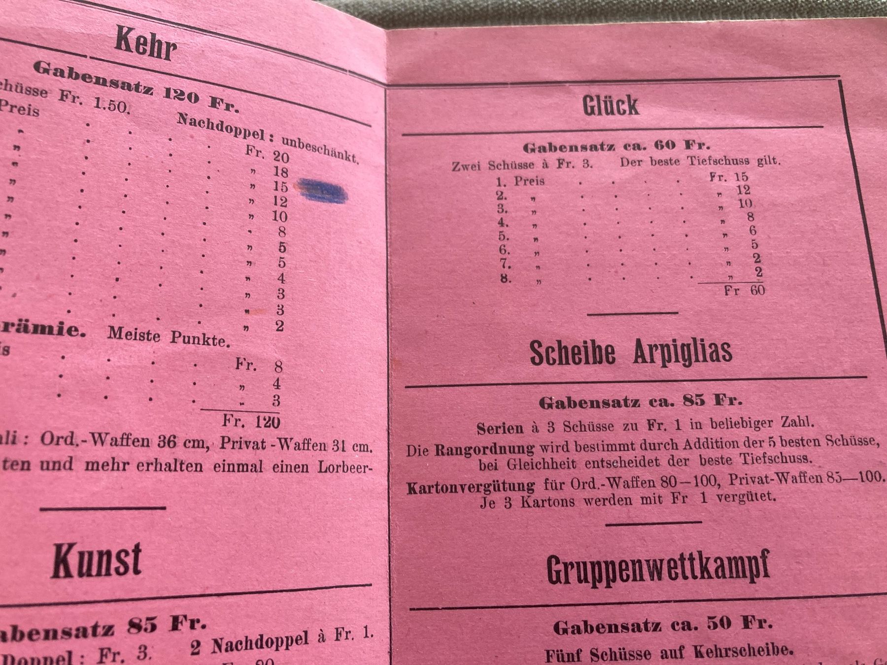 Documenti: Schiessbüchlein und Programm Freischiessen Süs (Susch) 1910 – Usato da Brütten venduto da Hst1 5