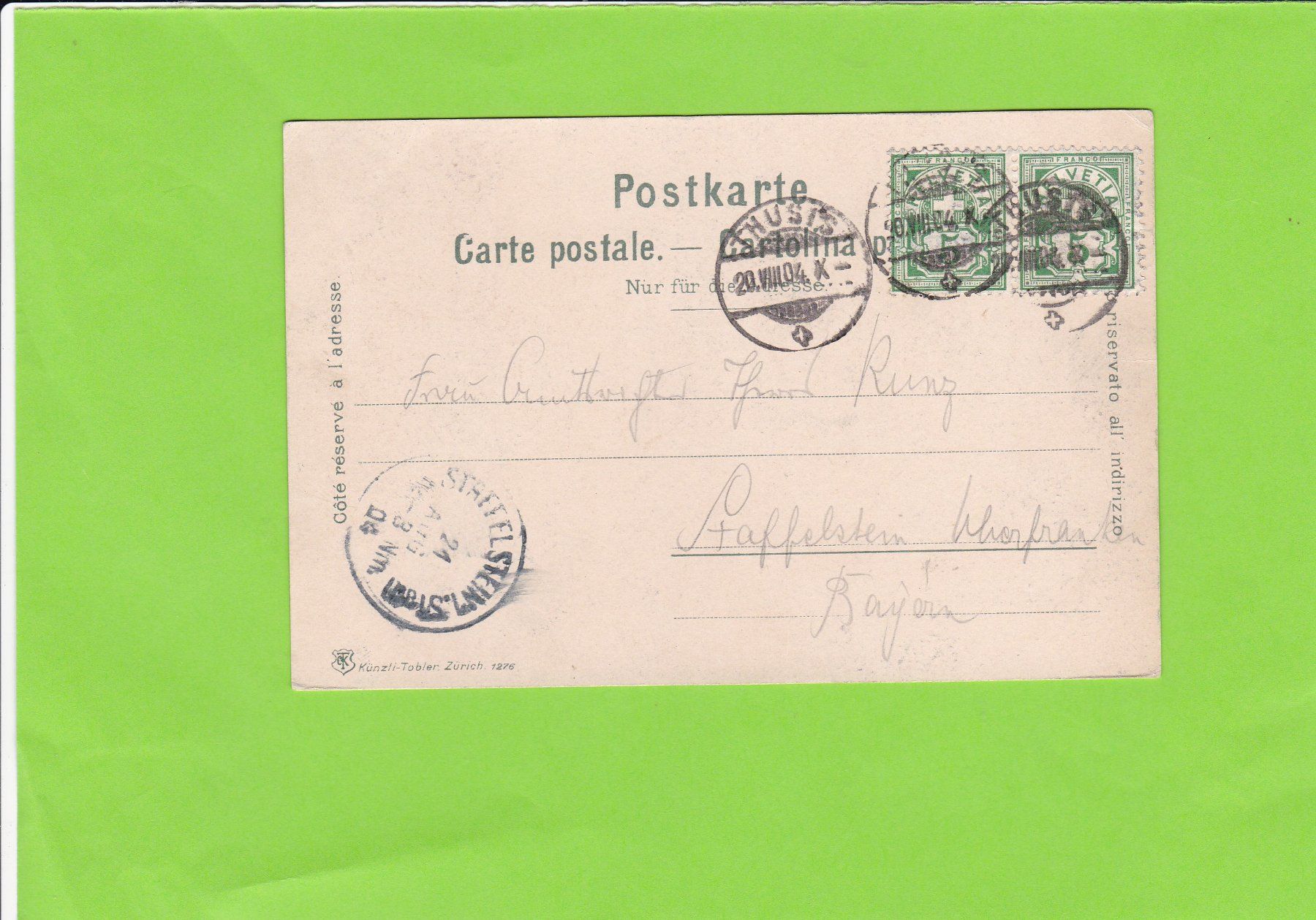 Cartoline postali: Viamala--1904--Künzli Tobler – Usato da St. Peterzell venduto da neckertal 1