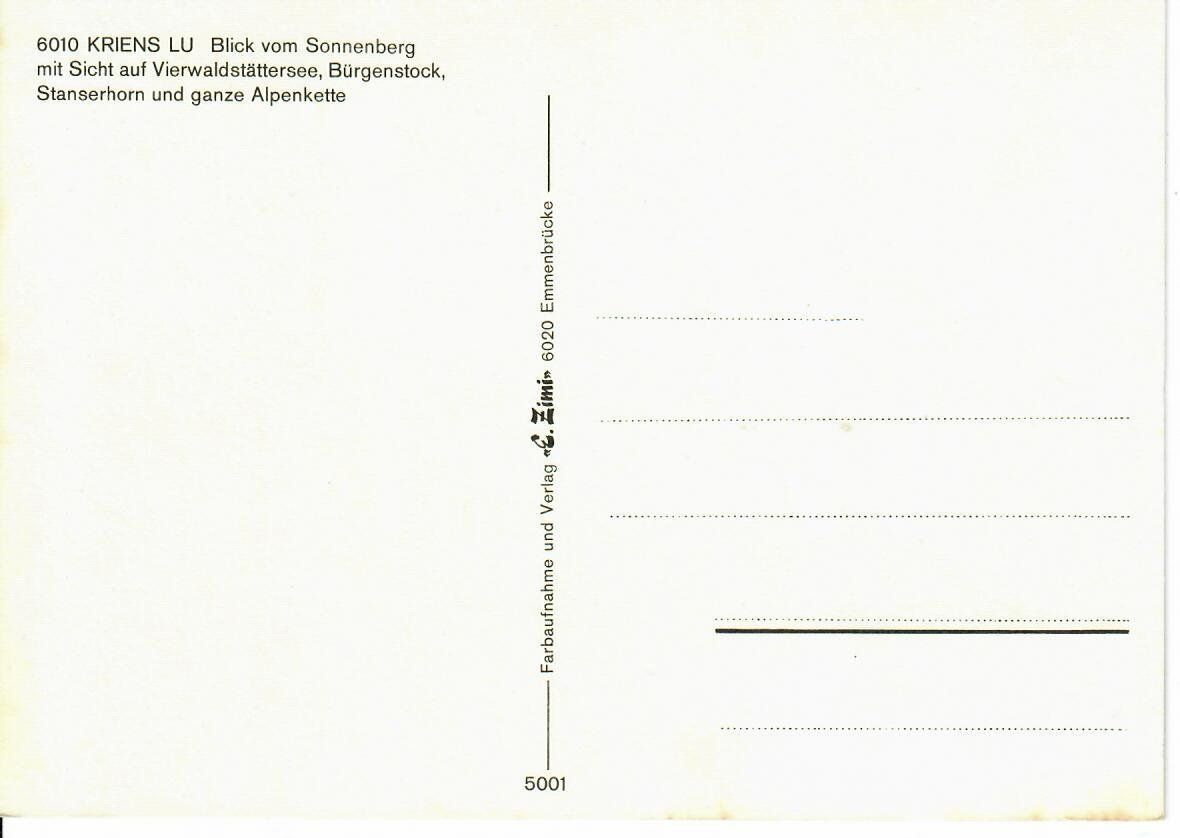 Ansichtskarten: Kriens Lu Blick vom Sonnenberg – Gebraucht aus Hochdorf von Ziegel-16 1
