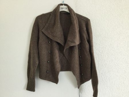 Damen Strickjacke mit schalkragen braun Grösse S