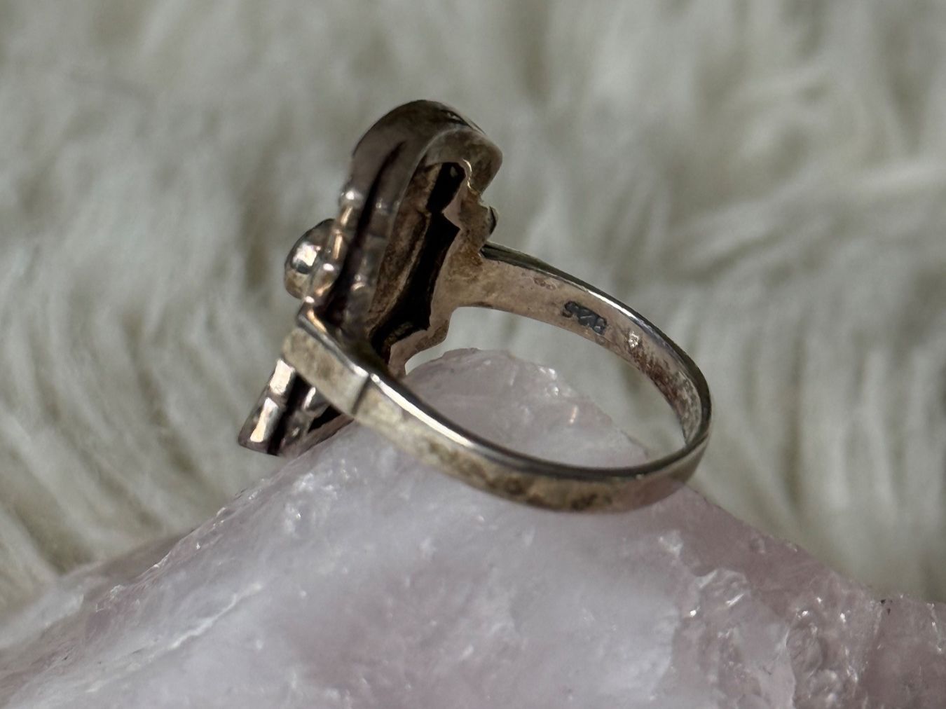 Anelli: Vintage Silberring 925 mit lila Stein – Usato da Istighofen venduto da Ringparadies 1
