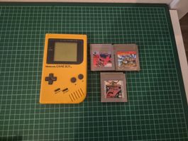 Vintage Yellow Nintendo Game Boy with Tetris & Wario Land