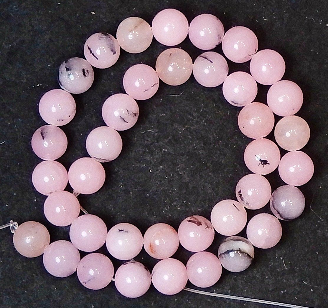 Catenine: 1 Strang echte rare pink Peru-Opal Perlen 10 mm – Nuovo (secondo la descrizione) da Müllheim Dorf venduto da GUENI01