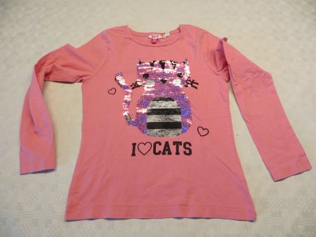 Kids Pullover Gr.134 mit Wendepaietten Büsi-Motiv Girls