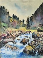 Bergbach, Top Aquarell, M. Stecher
