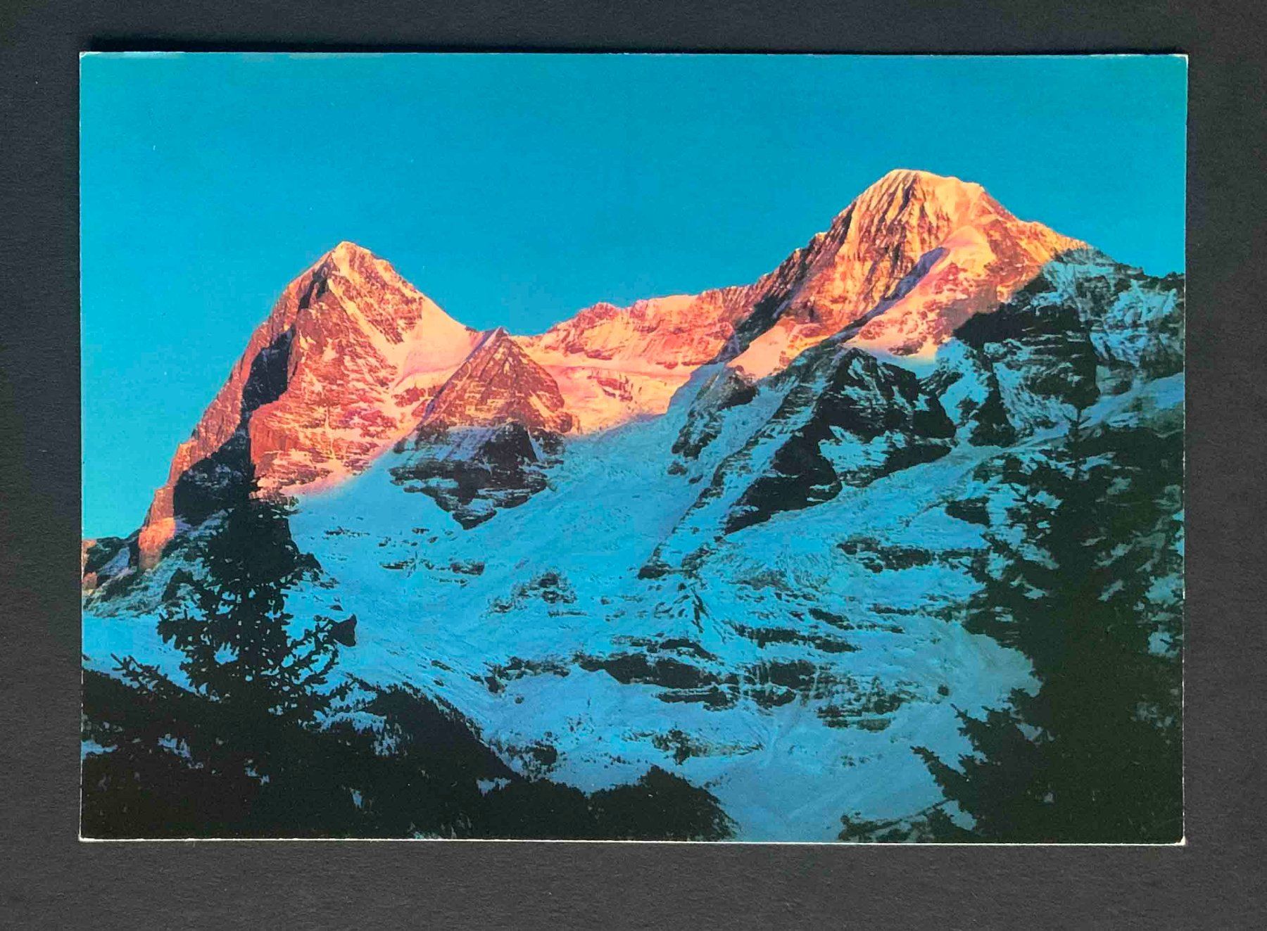 Cartoline postali: AK Eiger und Mönch Abendrot – Usato da Goldau venduto da artelier1