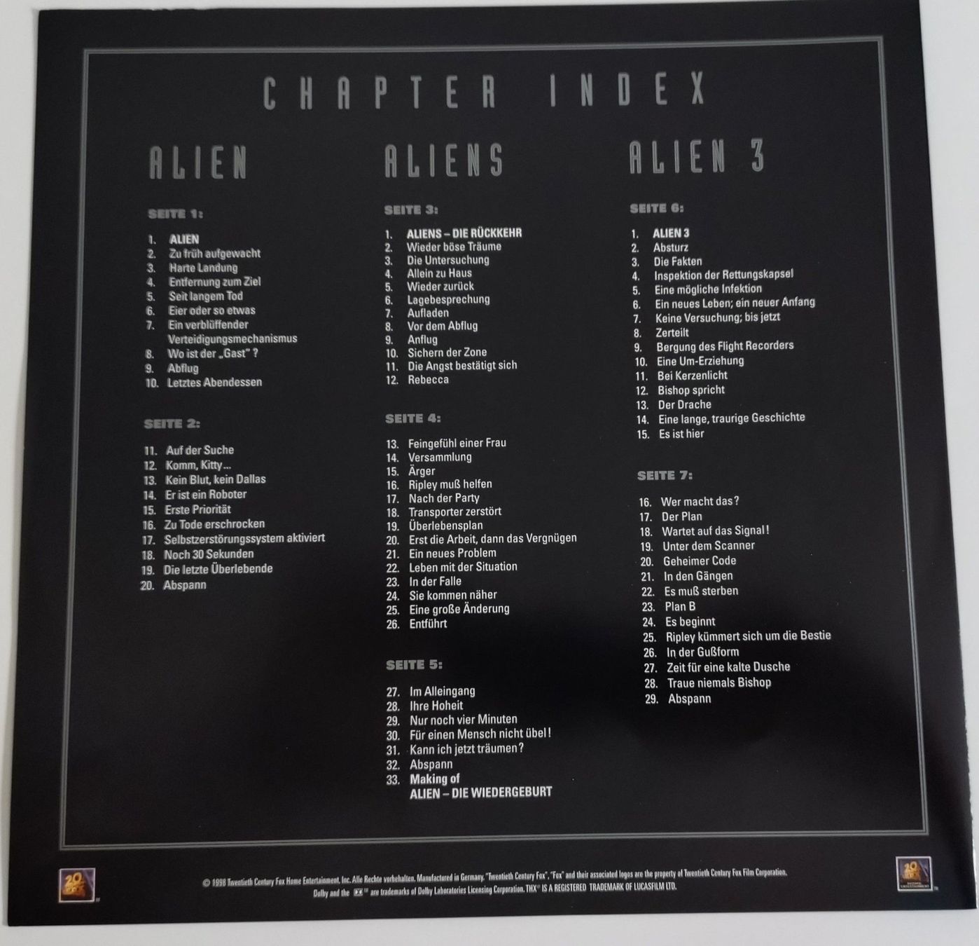 Tutti i DVDs: Laserdisc Alien Trilogie – Usato da Grüningen venduto da Stargazer 5