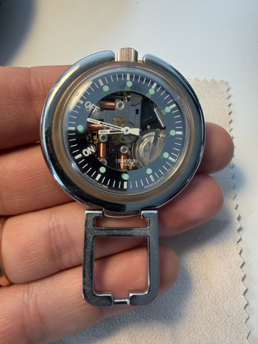 Swatch Orologi: Swatch Watch pop up Silver Black Skeleton Used – Usato da Zürich venduto da Rocola26 3