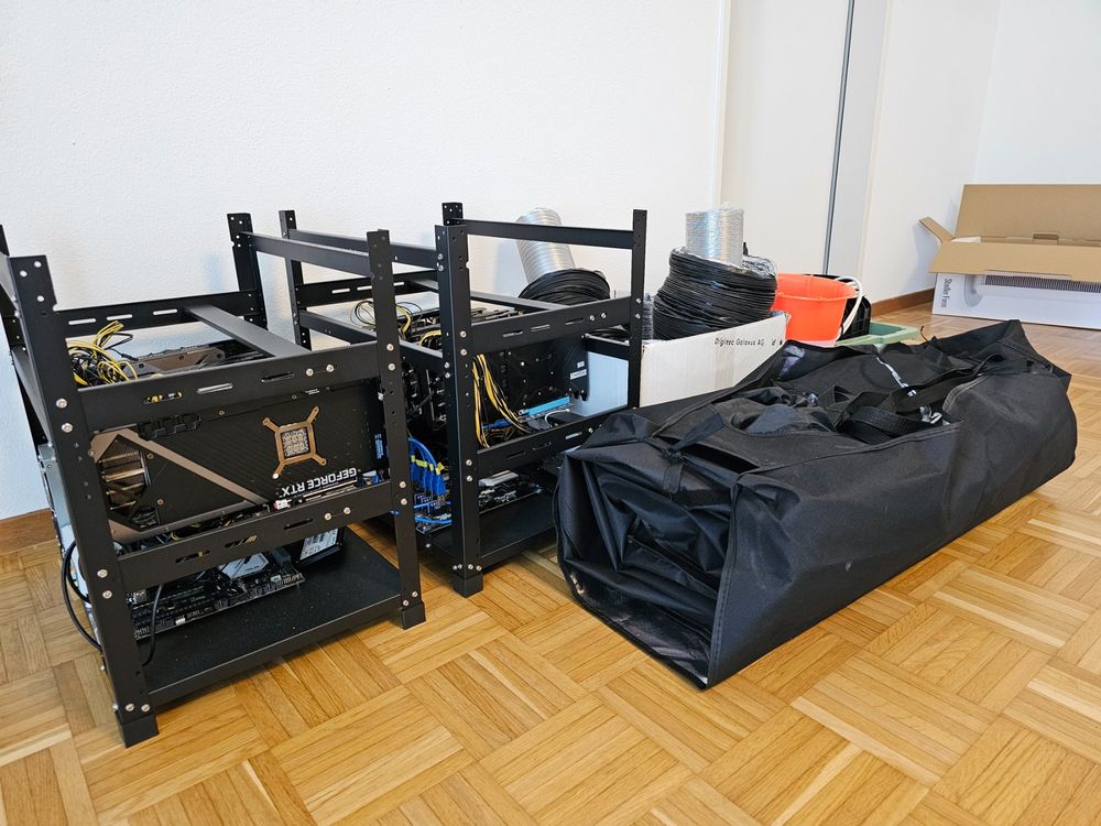2 komplette Mining Rigs (9 GPU) inkl Kühlkonzept und Zubehör (Gebraucht ...