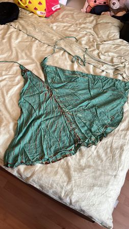Sommerliches Neckholder Top, Grösse S, Türkis Batik Look