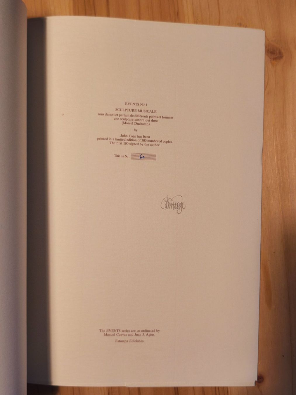 Livres: JOHN CAGE - SCULPTURE MUSICALE - SIGNIERT – D'occasion à Goldach par Gaip 5