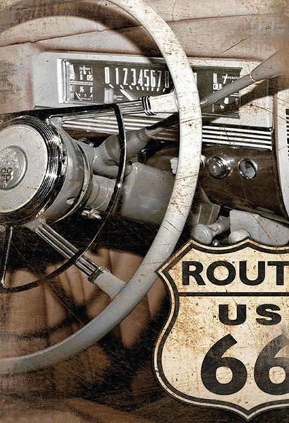 Insegne: Blechschild-ROUTE US 66 OLDTIMER AUTO – Nuovo e nell'imballaggio originale da Rupperswil venduto da big-one-sale