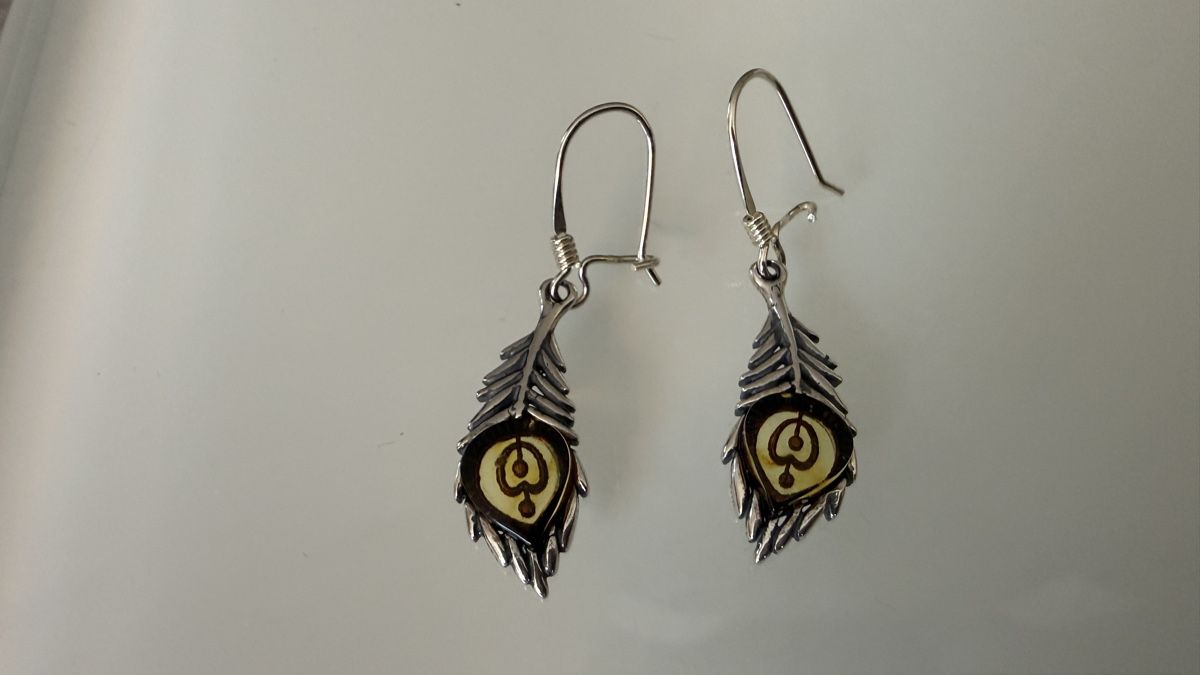 Orecchini pendenti & Orecchini a lobo: Pfau-Feder Design, Silberohrringe – Nuovo e nell'imballaggio originale da Ebikon venduto da Leonidas2