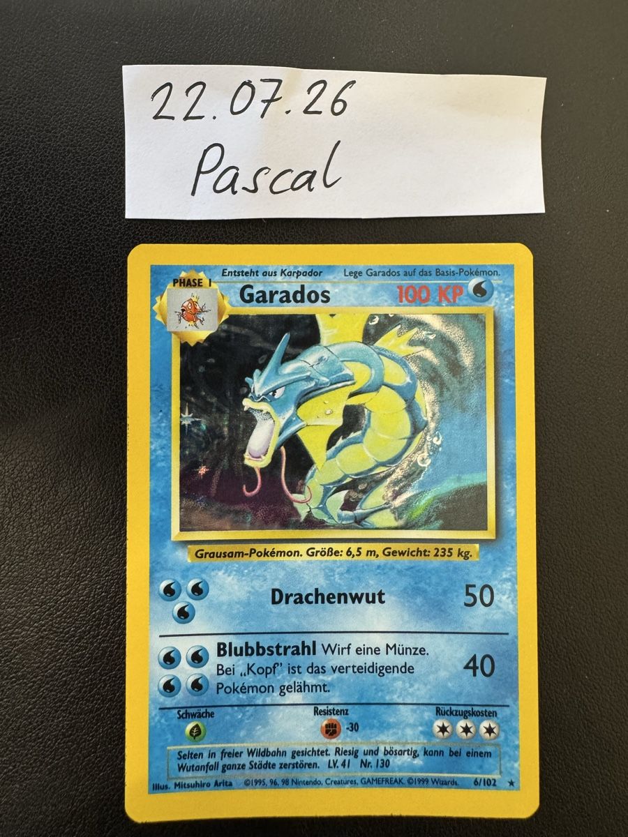 Pokémon Sammelbilder & Trading cards: Garados Pokemon Karte Original Basis-set – Gebraucht aus Wald ZH von P.Buehler