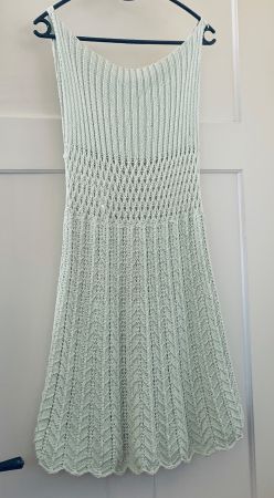 Handgestricktes Kleid, Gr. S, Mint, Baumwolle