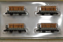 Trix Güterwagen mit Holzladung 4er Set Spur N mit OVP