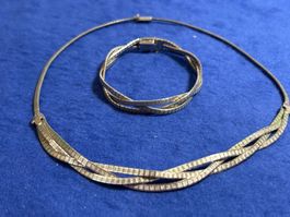 Halskette und Armkette 835 Silber, 18 und 42 cm lang