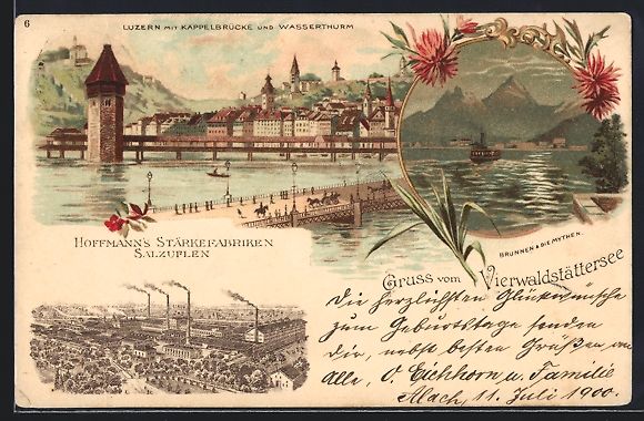 Cartoline postali: Litho Luzern, Kappelbrücke und Wassertu – Usato da Berlin venduto da bartko-reher