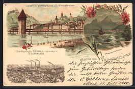 Litho Luzern, Kappelbrücke und Wassertu